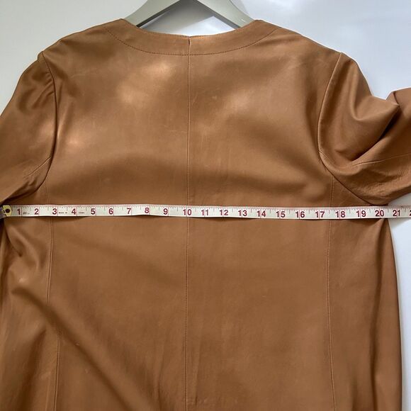 VINCE Leather Lightweight Open Front Collarless Coat Jacket Duster Women Size 8 - Picture 10 of 10